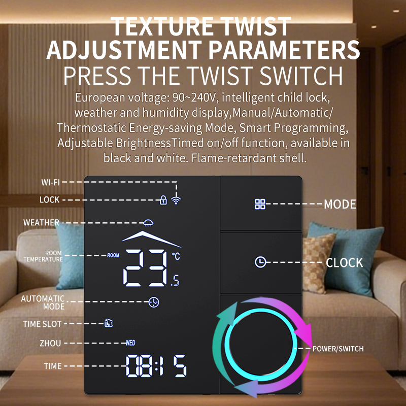SDM9 LED Knob-Operated थर्मोस्टेट